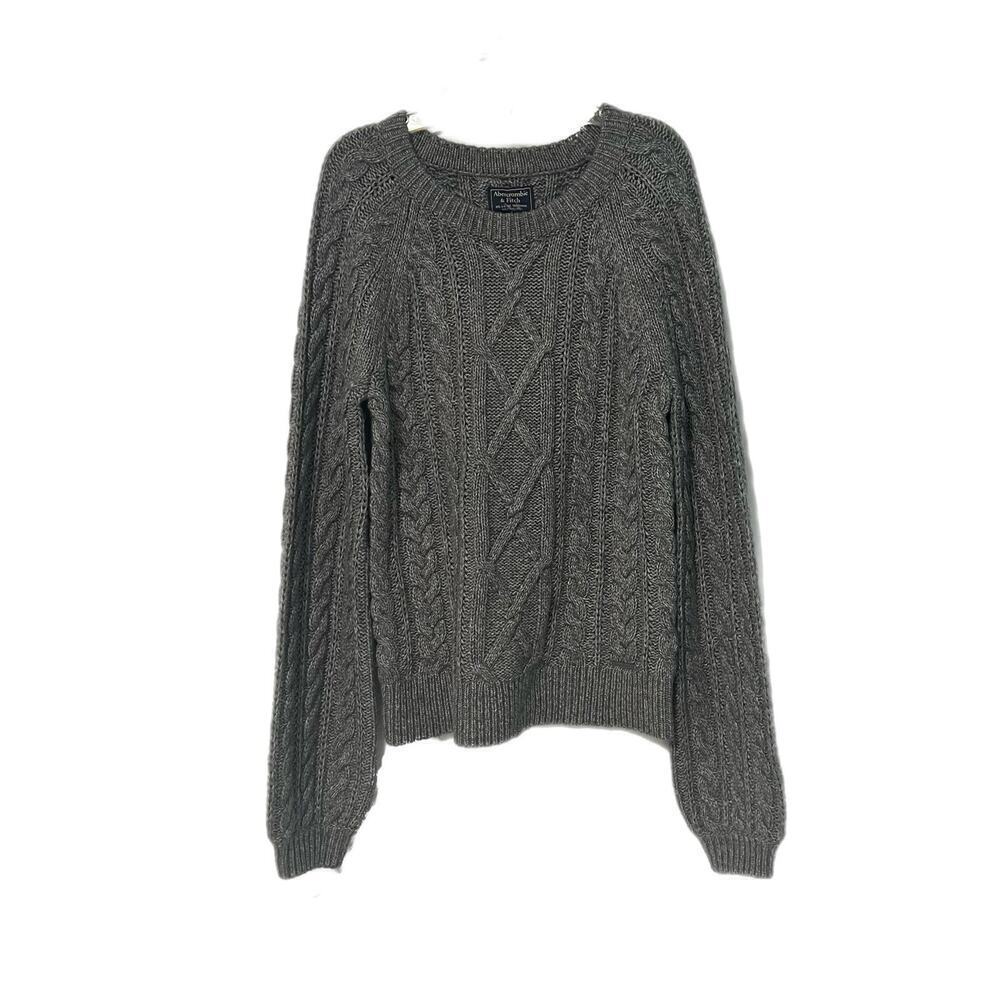 VTG Y2K Abercrombie and Fitch Chunky Cable Knit Sweater Women S Gray Fisherman